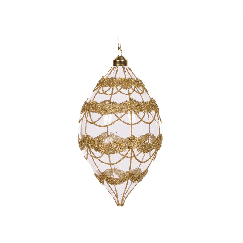 Round Glittered Scallop Drop Bauble