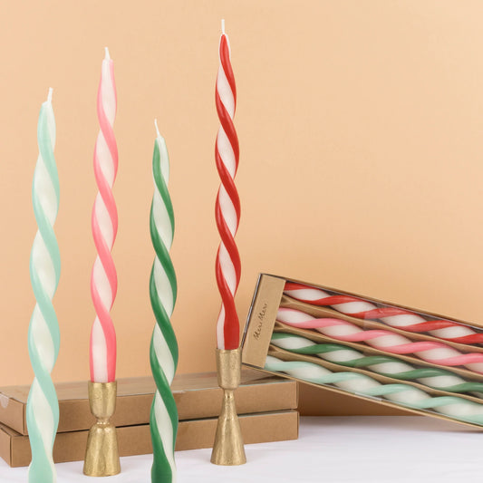 Meri Meri Assorted Stripe Twist Candles (4 Pack)