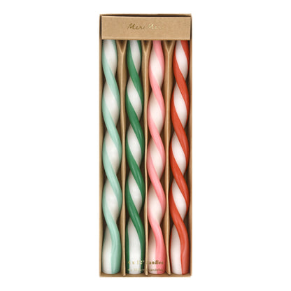 Meri Meri Assorted Stripe Twist Candles (4 Pack)