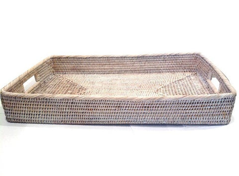 Rattan Rectangle tray with Inset Handles
