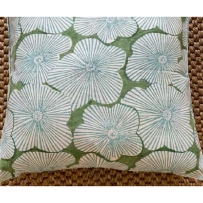 Mandalay Designs Hibiscus Stripe Nile Blue Bed Linen.